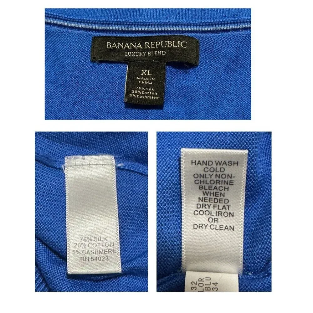 Banana Republic Luxury Blend V‑Neck Sweater XL Blue